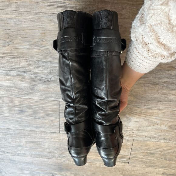 Pikolinos Knee High Boot EU 38 Black Heel Women's 7.5 / 8 Leather Buckle - Picture 6 of 14